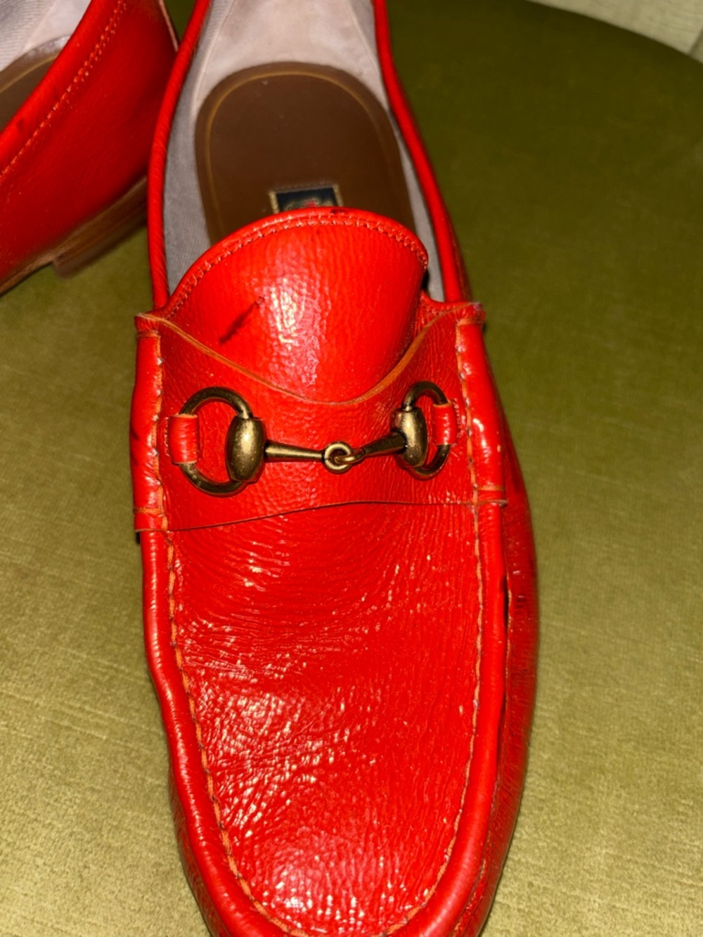 Authentic Gucci 1953 Pumpkin Patent Leather Mens Loafer Size 8 - Picture 6 of 11